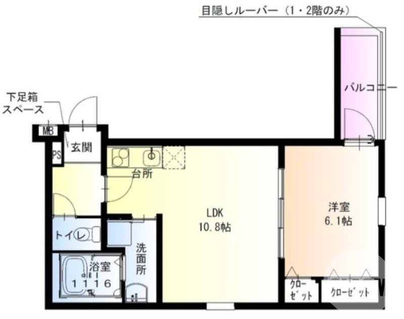 フジパレス西湊III番館(1LDK/2階)の間取り写真