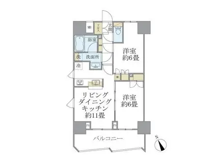 SOLEADO早稲田 ソレアード早稲田(2LDK/11階)の間取り写真