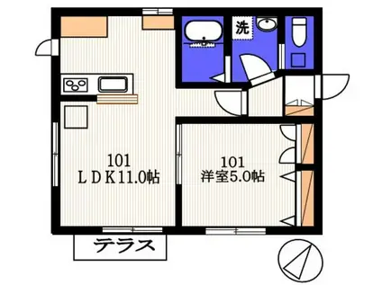 メゾンドルミエール(1LDK/1階)の間取り写真