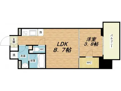 エル・セレーノ天満橋(1LDK/12階)の間取り写真