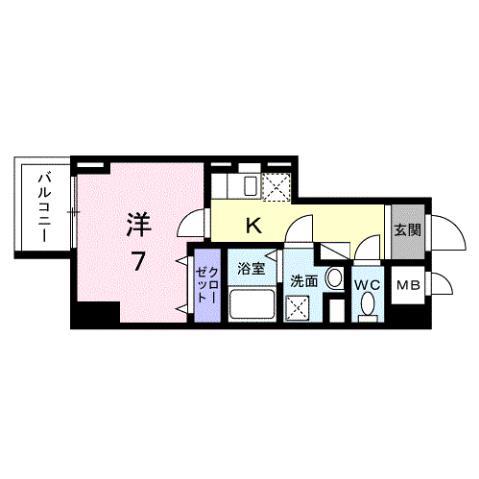 スアヴィス平塚八重咲(1K/9階)の間取り写真