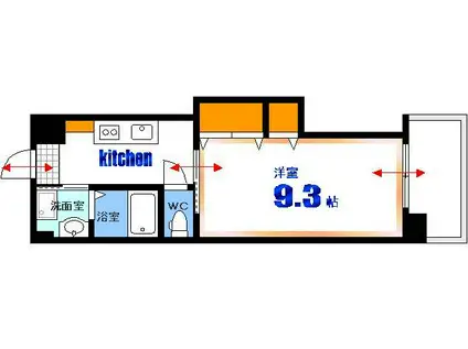 ノーブル縮景園(1K/12階)の間取り写真