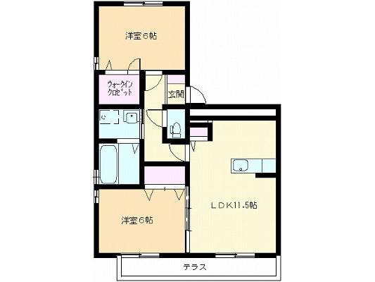 ビューテラスセジュールN(2LDK/3階)の間取り写真