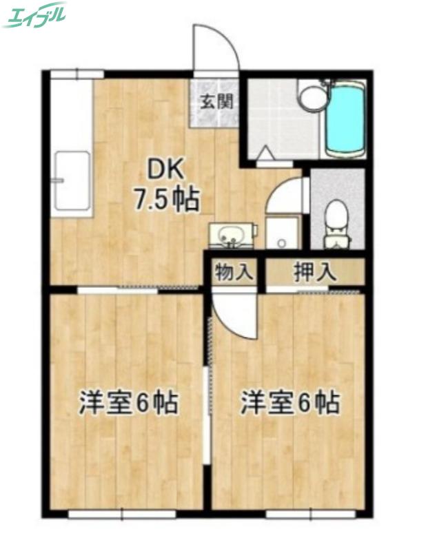 リベール田井(2DK/1階)の間取り写真