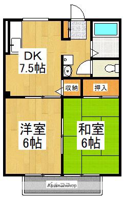 ヴィレッジII(2DK/1階)の間取り写真