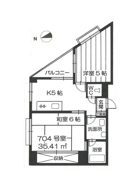 ヴィラティック早稲田(2K/7階)の間取り写真