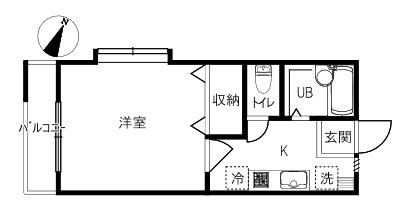 RAYGRAND HILL(1K/1階)の間取り写真