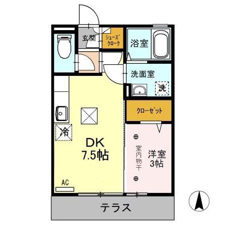 キャッスルロック(1DK/1階)の間取り写真