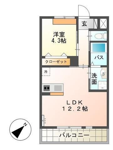 グライナー(1LDK/1階)の間取り写真