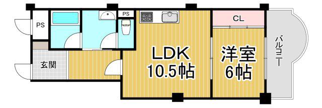 コボリマンション夙川老松台 D棟(1LDK/3階)の間取り写真