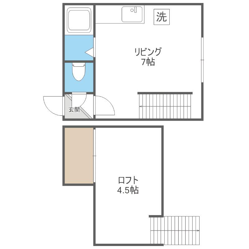 パルハイム厚別(1DK/2階)の間取り写真