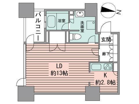 プライムメゾン鴨々川(1K/2階)の間取り写真