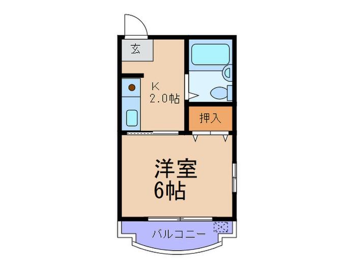 サントピア春日出(1K/2階)の間取り写真