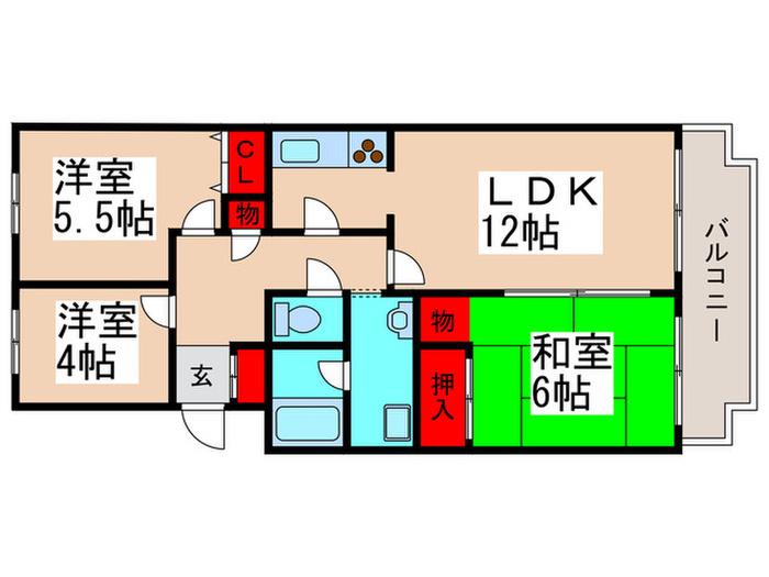 近藤マンション(3LDK/4階)の間取り写真