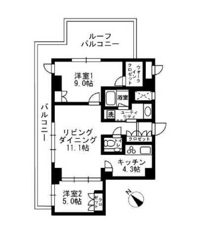 アーバンパーク代官山II(2LDK/7階)の間取り写真