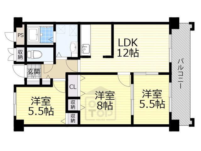 パークハイツアイリス1号館(3LDK/2階)の間取り写真