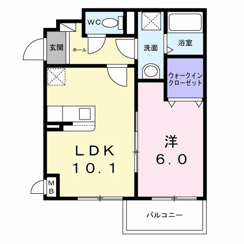 プレミアスペース2(1LDK/3階)の間取り写真