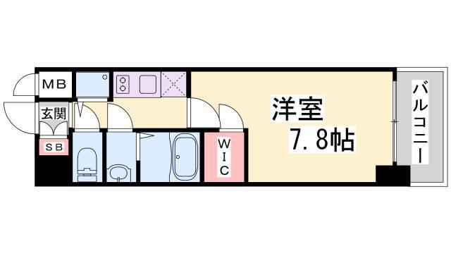 エスプレイス神戸グレース(1K/2階)の間取り写真