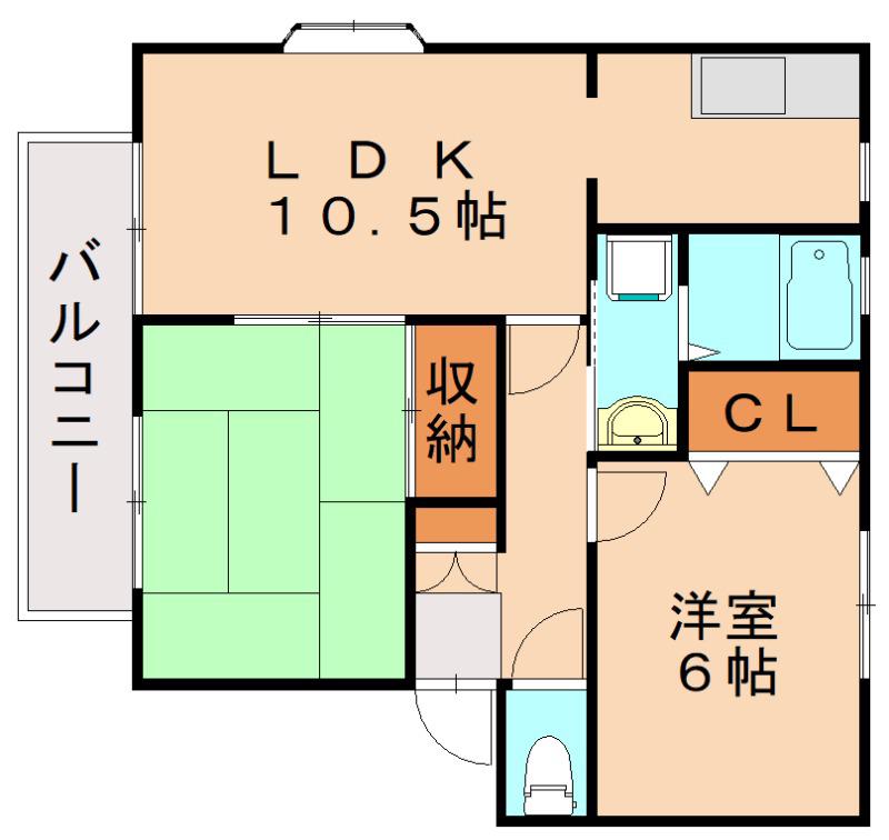 フローレンス那珂川 B(2LDK/1階)の間取り写真