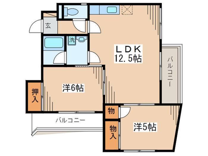YAMAZAKIフラッツ(2LDK/3階)の間取り写真