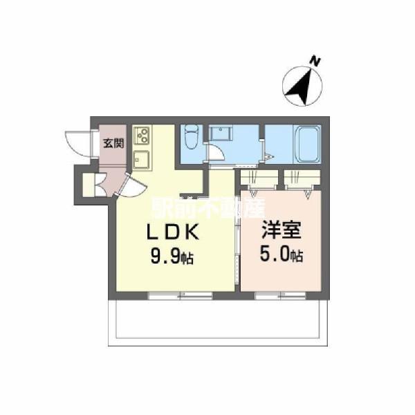 シャーメゾン上大利レジデンス(1LDK/1階)の間取り写真