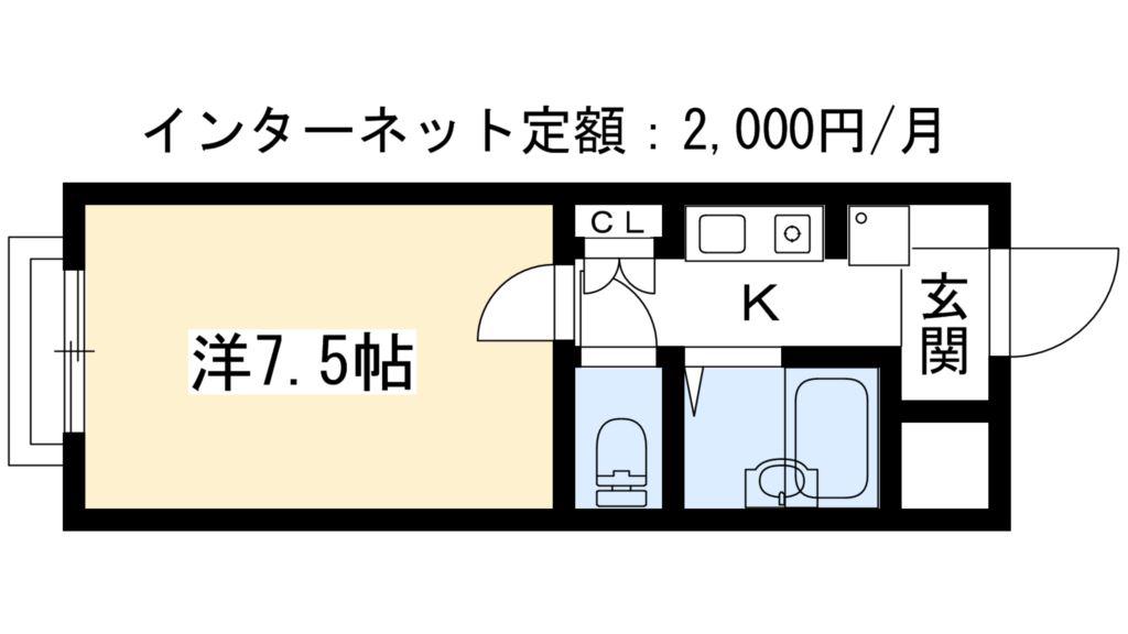 クリヨンII(1K/1階)の間取り写真
