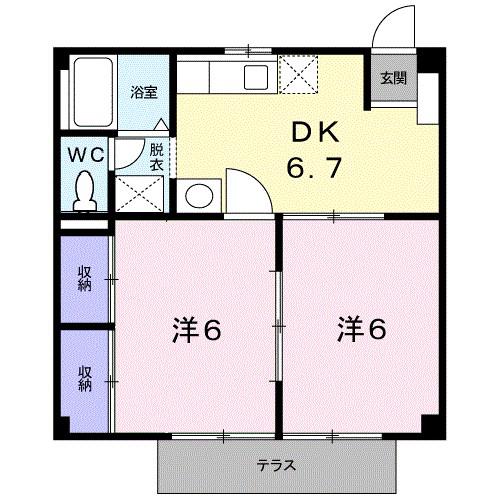 シャトレー中井(2DK/1階)の間取り写真