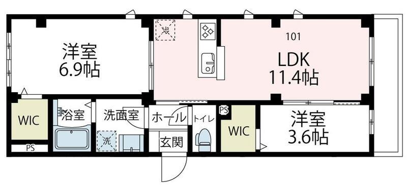 サンパティーク高津(2LDK/1階)の間取り写真