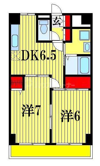 夏見ショッパーズ(2DK/6階)の間取り写真