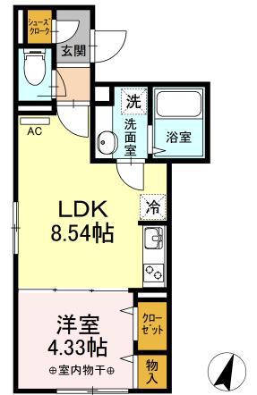 Dメゾン本駒込(1LDK/1階)の間取り写真