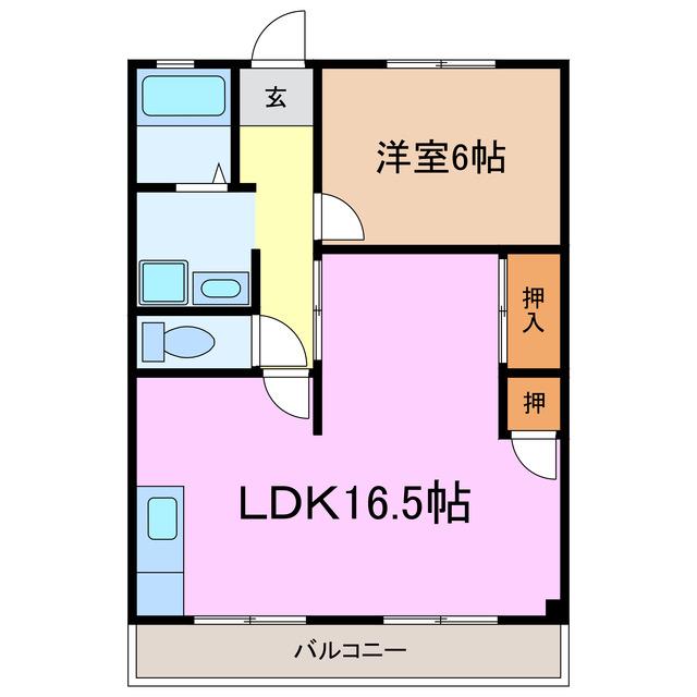 ラフィーネ.カニエ(1LDK/4階)の間取り写真