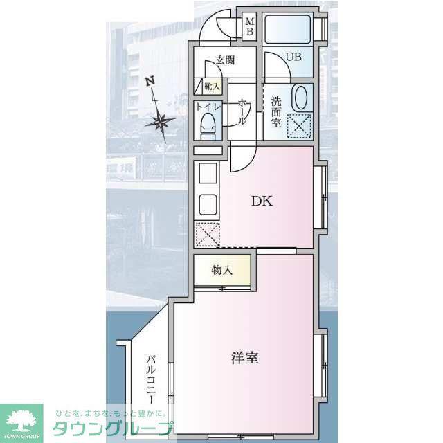 湘南ラハイナ(1DK/2階)の間取り写真