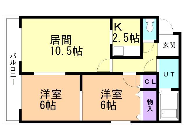 エルクレスト(2LDK/2階)の間取り写真