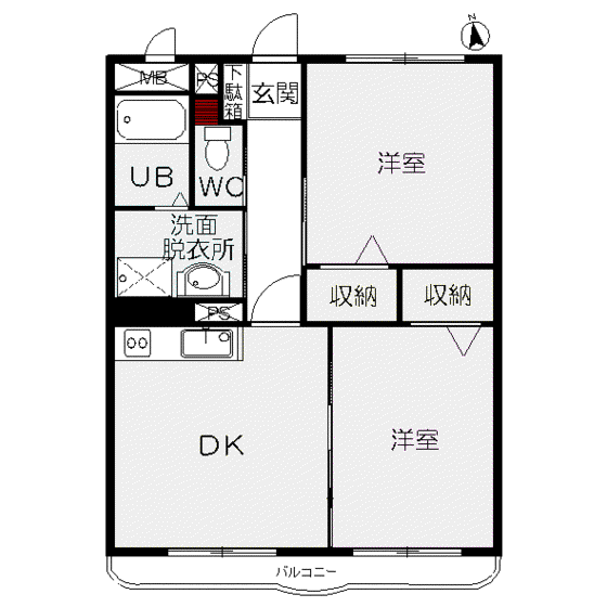 コンフォート井上(2LDK/2階)の間取り写真