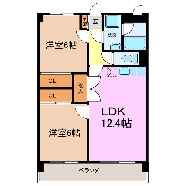 レージュ徳重(2LDK/1階)の間取り写真