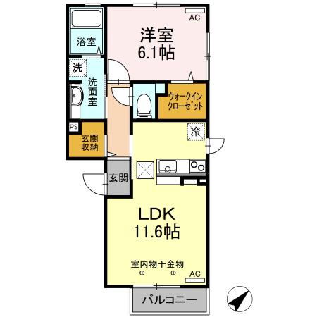 セジュールグランデ(1LDK/1階)の間取り写真