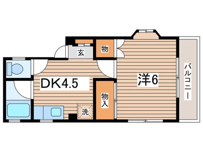 レジデンス片岡(1DK/4階)の間取り写真