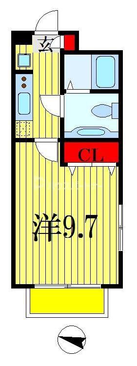 WATOLE院内(1K/1階)の間取り写真