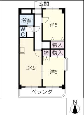 キャッスルファイブ南田尾(2DK/1階)の間取り写真
