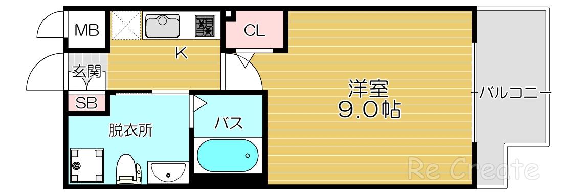 レジディア谷町(1K/13階)の間取り写真