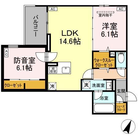 JR南武線 武蔵中原駅 徒歩19分 3階建 新築(2LDK/2階)の間取り写真