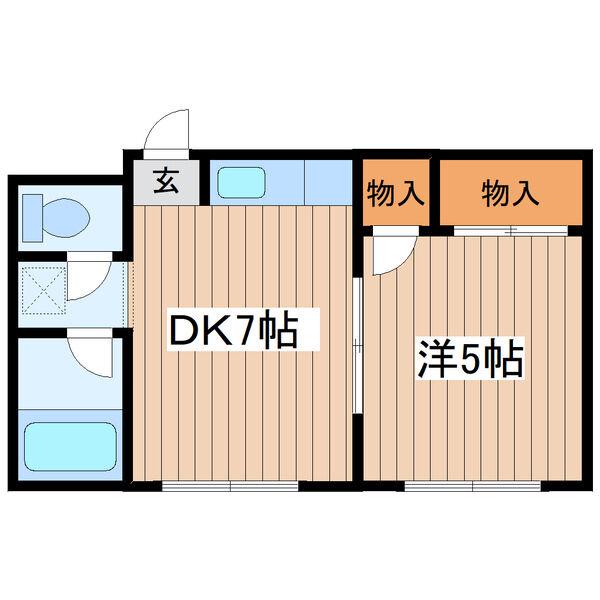 レジデンス三幸(1DK/2階)の間取り写真