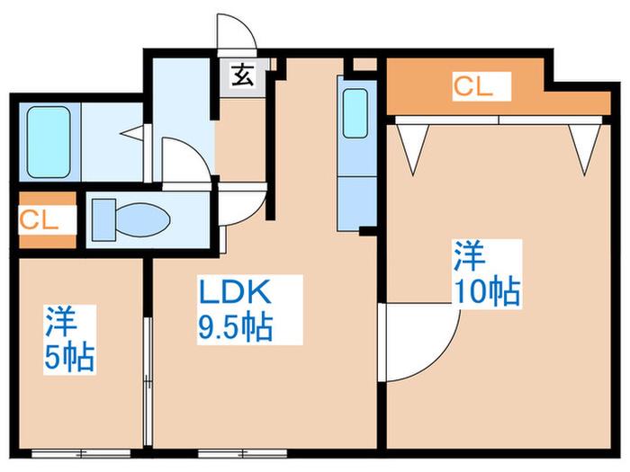 セントラル6(2LDK/1階)の間取り写真