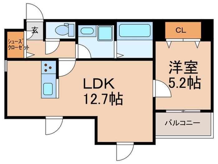 ベルリードマンション緑橋(1LDK/1階)の間取り写真