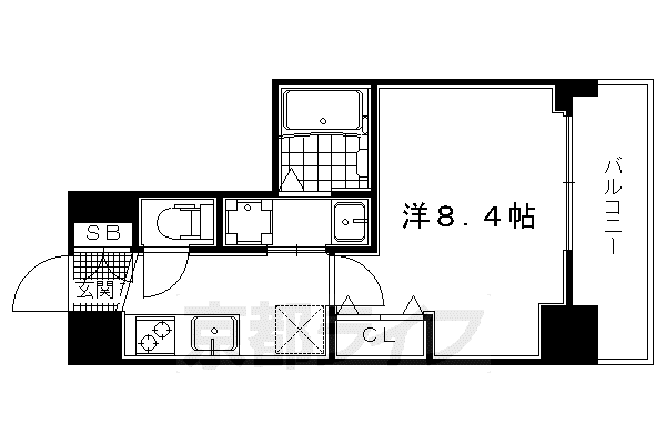 ベラジオ西陣聚楽(1K/2階)の間取り写真