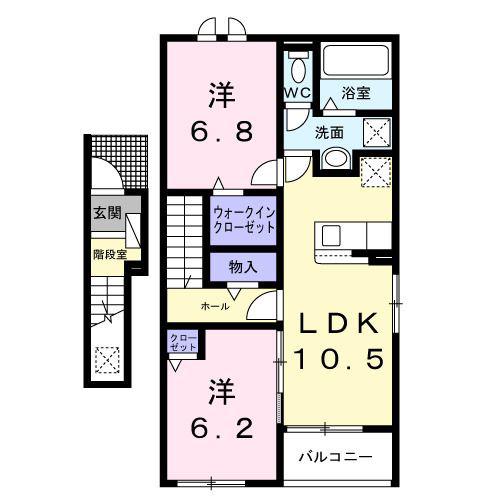 ラ・メゾン・セレニテ(2LDK/2階)の間取り写真