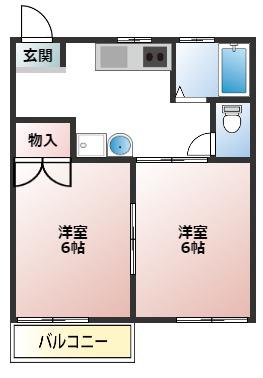ファミール図景I(2DK/2階)の間取り写真