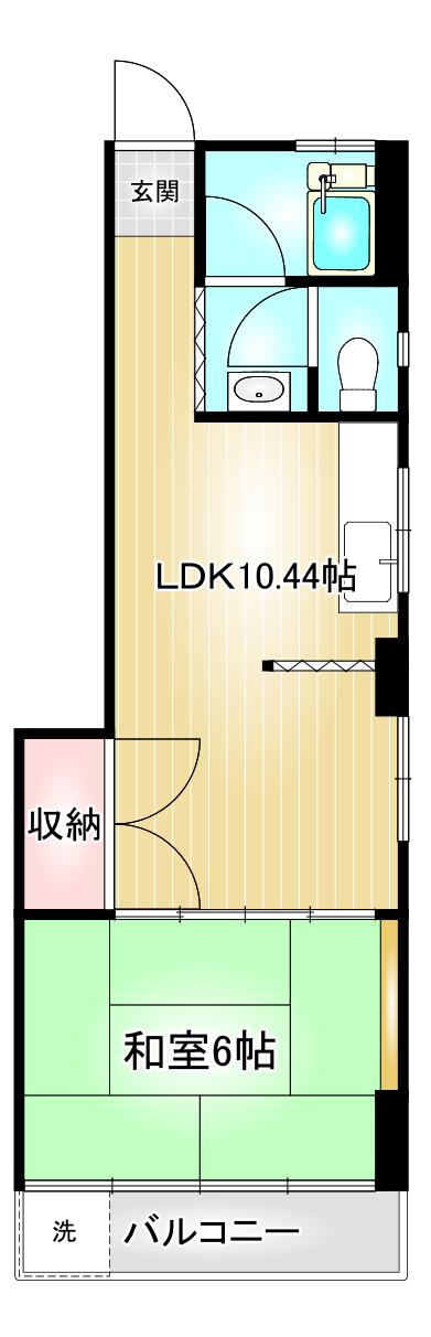 小松ハウス(1LDK/3階)の間取り写真