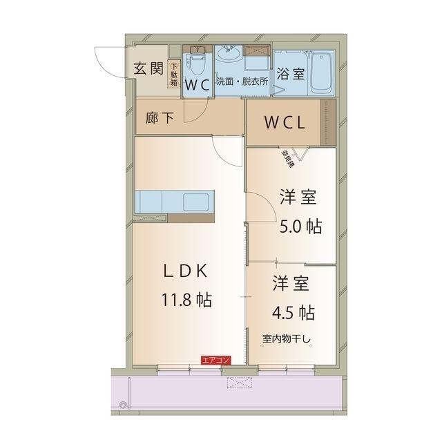 IVY イースト 新池(2LDK/1階)の間取り写真