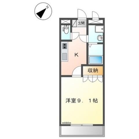 アンド・ユー大道(1K/1階)の間取り写真